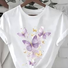 Flare T-shirts Temu Affordable Stylish Short-sleeve Summer T-shirt - Bright Purple