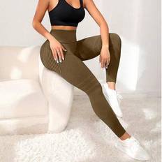 Brown - Fitness & Gym Leggings Shein Butt Lifting Seamless Leggings Yoga Pants
