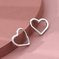 Titanium Earrings Shein Titanium Steel Smooth Heart Shaped Hoop Earrings - Multicolor