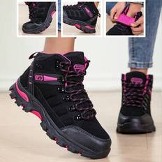 Hiking Shoes Shein Mid-Top Athletic Outdoor Hiking Boots - Black/Rose Red
