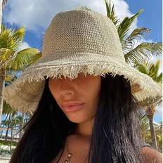 Shein Women's Large Brim Sun Protection Straw Hat - Spring