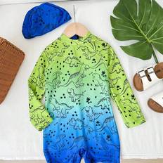 Boys Bathing Suits Children's Clothing Shein Young Boys Casual Sporty Dinosaur Graphic Swimsuit - Gradient