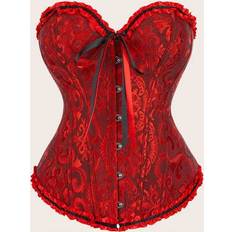 Shein Corset Flower Print Tight Bustier Lace-Up Back Shapewear Tube Top - Suitable