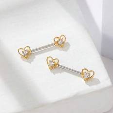 Shein Fashion Cute Heart Zirconia Nipple Rings - Intimate Piercing Jewelry