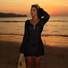 Clothing Shein Long Sleeve Hollow-Out Swimsuit Cover-Up - Boho