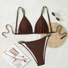 Shein Plus Size Women 2pc Solid Color Swimsuit Set