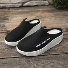 Platform Ballerinas Shein Women Round Toe Chunky Platform Ballet - Lightweight