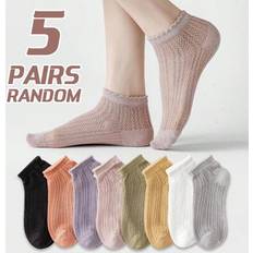 Lace Socks Shein Solid Color Lace Trim Breathable Mesh Ankle Socks - Cute College Style
