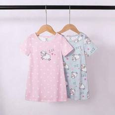 Multicoloured Nightgowns Children's Clothing Shein Baby Girls Cute Cartoon Sheep Full Print Night Dress - Spring/Summer