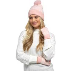 Pink Beanies A2Z Ladies Hat Gloves Fairisle Knit Beanie Pom Pom Set - Pink