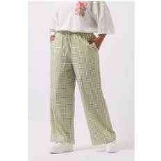 Checkered - Women Trousers & Shorts Yours Gingham Wide Leg Trousers Curve Sage Green