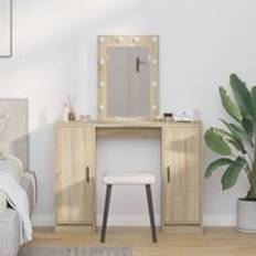 Beige Dressing Tables Berkfield Home with LED Lights Sonoma Oak Dressing Table
