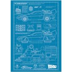 Blå Billeder Back To The Future Art Print Time Machine 42 x 30 cm Billede