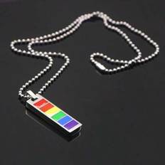 Titanium Necklaces Shein Titanium Steel Plain Rectangle Necklace - Multicolor