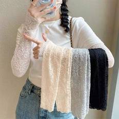 Solid Colours Arm & Leg Warmers Shein Elegant Lace Arm Sleeves Embroidery Design - Elastic
