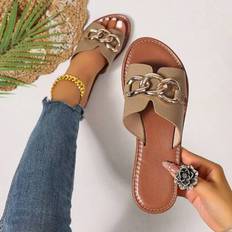 Shein Casual Flat Slippers Korean Style Open Toe Sandals - Beach