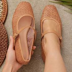 Microfiber Ballerinas Shein Wide Fit Square Toe Maryjane Ballet Flats - Fisherman