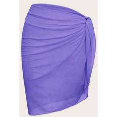 Purple Swimsuit Cover-Ups & Sarong Wraps Shein Vacation Beach Cover Up Tie-Waist Skirt - Solid Color