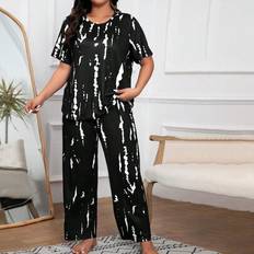 Tie Dye Underwear Shein Plus Size Tie Dye Casual Pajamas Set
