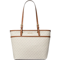 Bolsos de compras Michael Kors Winston Medium Signature Logo Pocket Tote Bag - Vanilla/Acorn
