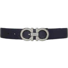 Ferragamo Herr Skärp Ferragamo Reversible & Adjustable Double Gancini Belt - Deep Ocean/Black