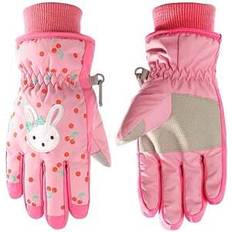 Pink - Skiing Gloves & Mittens Shein Pink Cherry Rabbit 5-Layer Ski Gloves - Pink Cherry