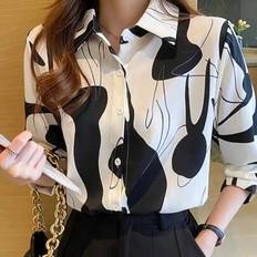 Tie Dye Shirts Shein Casual Business Elegant Printed Button-Up Shirt