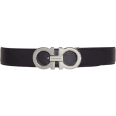 Ferragamo Reversible & Adjustable Double Gancini Belt - Black