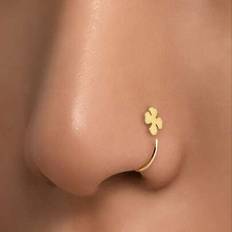 Piercings Shein Sterling Silver S925 Smooth Four-Leaf Nose Ring