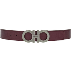 Ferragamo Reversible & Adjustable Double Gancini Belt - Dark Barolo/Black