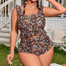 Multicoloured - Women Suits Shein Plus Size Women Casual Ditsy Floral 2-Piece Set