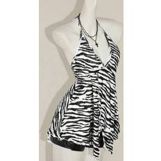 Zebra Tank Tops Shein Zebra Print Ruffled Hem Sexy Halter Neck Tank Top