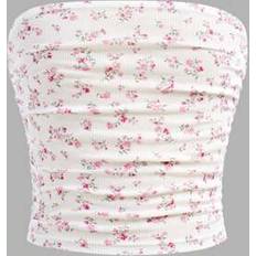 Shein Tween Girl Minimalist Ditsy Floral Bandeau Top - Suitable For Girls