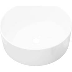 vidaXL Lavabo Redondo De Cerámica Blanco 40x15 cm
