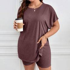 Shein Plus Size Round-Neck Short Sleeve T-Shirt Set