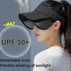Black - Sportswear Garment Hats Shein Summer UV Protection Wide Brim Hat - Collapsible