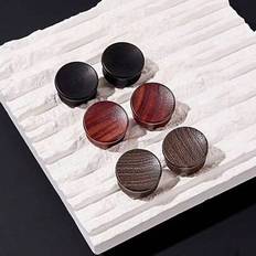 Unisex Piercings Shein Vintage Natural Wooden Concave Ear Plugs - Suitable