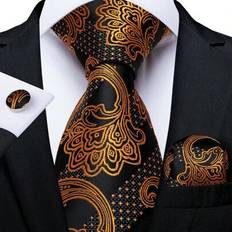 Orange Ties Shein Mens Tie Fashion Designer Orange Paisley Necktie Handkerchief Cufflinks Set