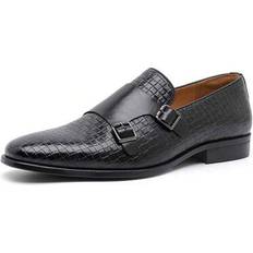 Men Monks Shein Men Dress Shoes Square Toe Burgundy - Burgundy
