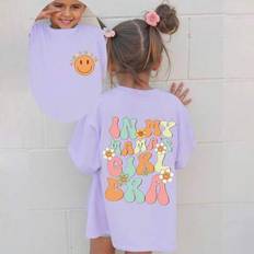 Florals Tops Shein Baby Girls Comfortable Minimalist Checkerboard Floral Letter Print T-Shirt - Spring Summer
