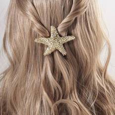 Shein 1pc Metallic Spring Hair Clip With Butterfly & Starfish & Geometric Detail Vintage Hair Accessory Boho Gold Head Piece