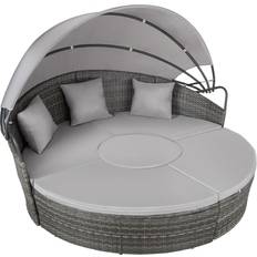 Tectake Solsenge Havemøbler tectake Rund Daybed Polyrattan Grå