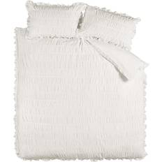 Catherine Lansfield Seersucker Frill Duvet Cover White (200x135cm)
