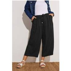 Black ankle grazer trousers Yours Curve Black Wide Leg Ankle Grazer Linen Trousers - Black