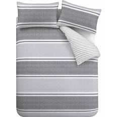 Catherine Lansfield Textured Banded Duvet Cover Grey (200x135cm)
