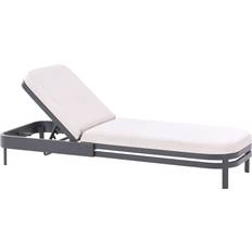 Seat Cushion Sun Beds Beliani Modern Garden Sun Lounger Aluminium Frame Light Beige