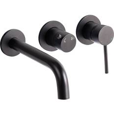 Black Taps Beliani Brass Wall Mounted Bath Mixer Set Black