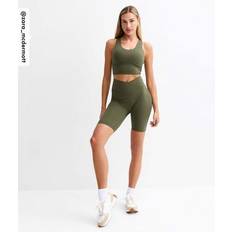 Women Shorts Plus Size Stretch Crossover Front Shorts - Khaki