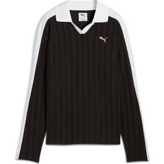 Puma Polo Shirts Puma T7 Relaxed Long Sleeve Polo Women Shirt - Black