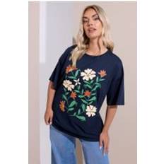 Florals T-shirts Yours Floral Print Short Sleeve T-Shirt - Dark Navy